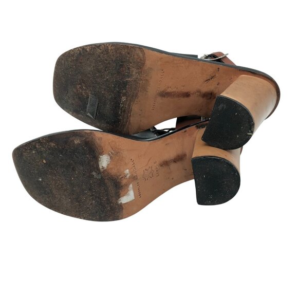 Loeffler Randall Maisy Colorblock Leather Sandal Block Heel Black Brown Size 7 - Picture 5 of 6
